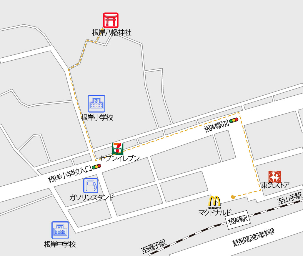根岸八幡神社の地図